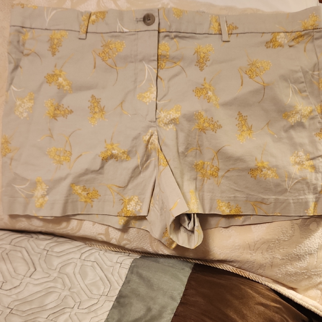 Khakis By Gap Cream Fun Summery Shorts With Yellow Floral Print